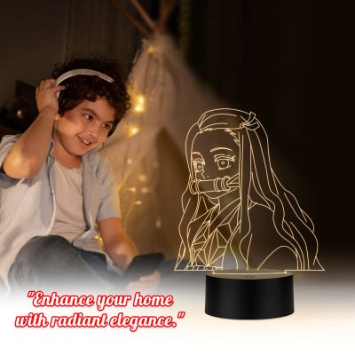 Nezuko Kamado Anime Character From Demon Slayer Show Night Lamp